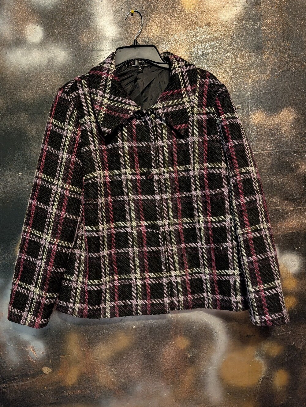 Briggs New York Black Plaid Bouclé Jacket